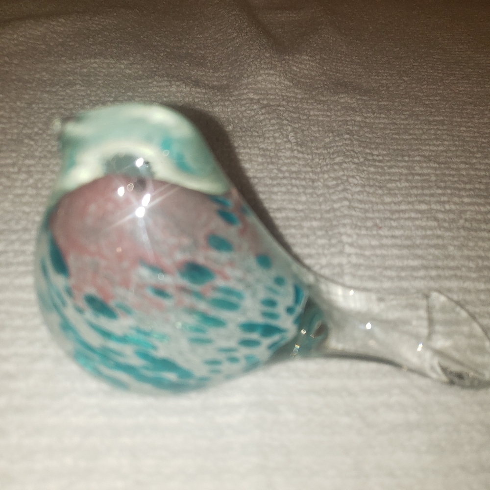 Murano Style Art Glass Bird Figurine / Paperweight 6" Multi-coloredSize: 4" tall